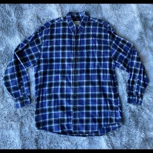 Mens Eddie Bauer Blue Flannel Shirt Large Tall